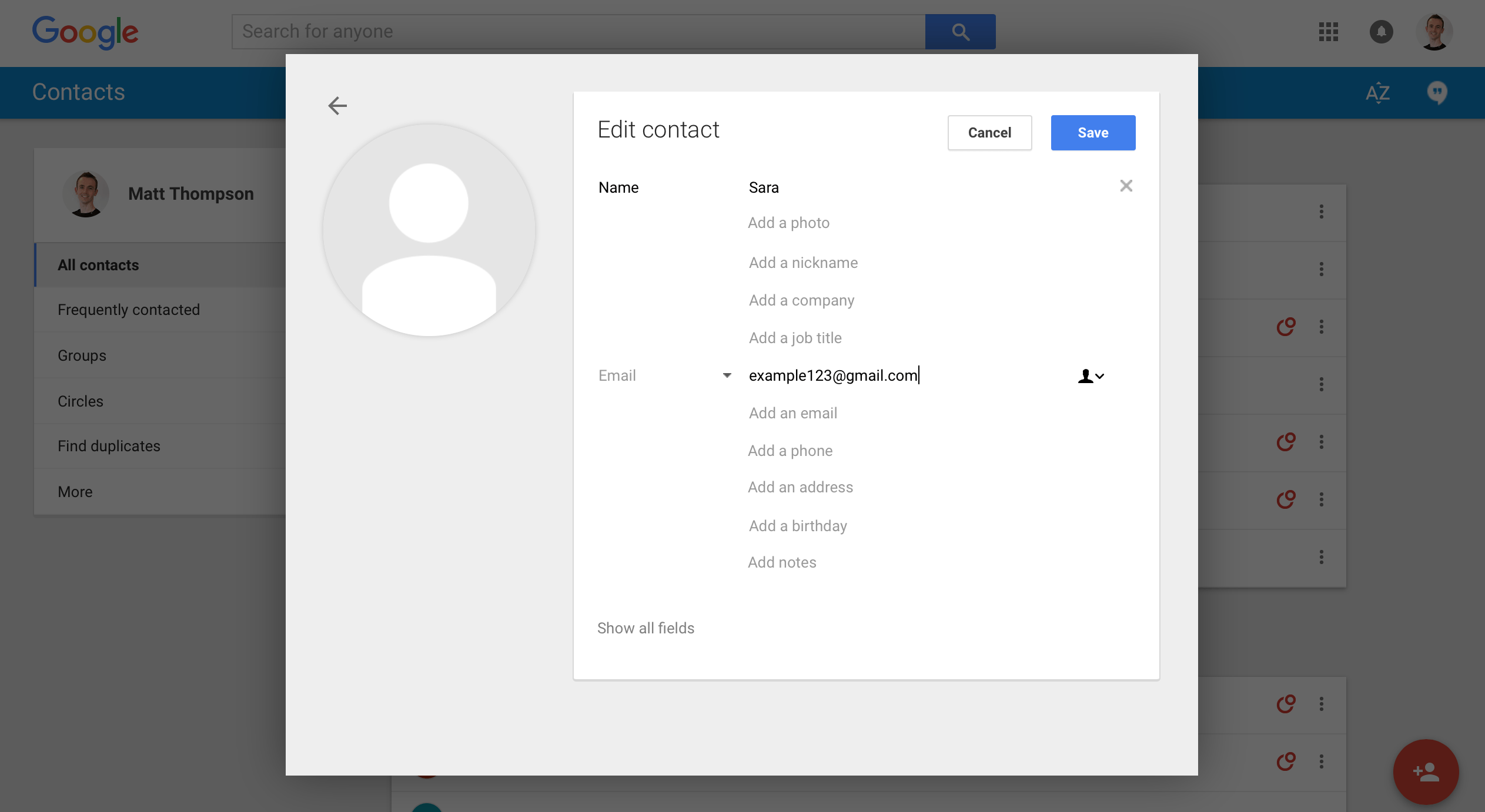 Google contacts for online students