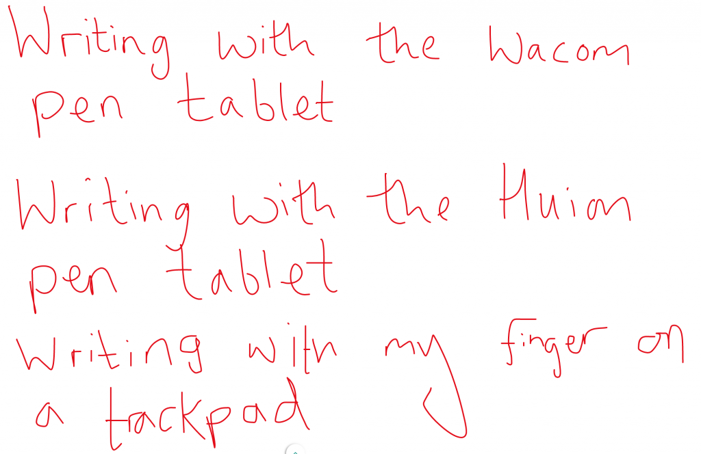 Pen tablet writing comparison